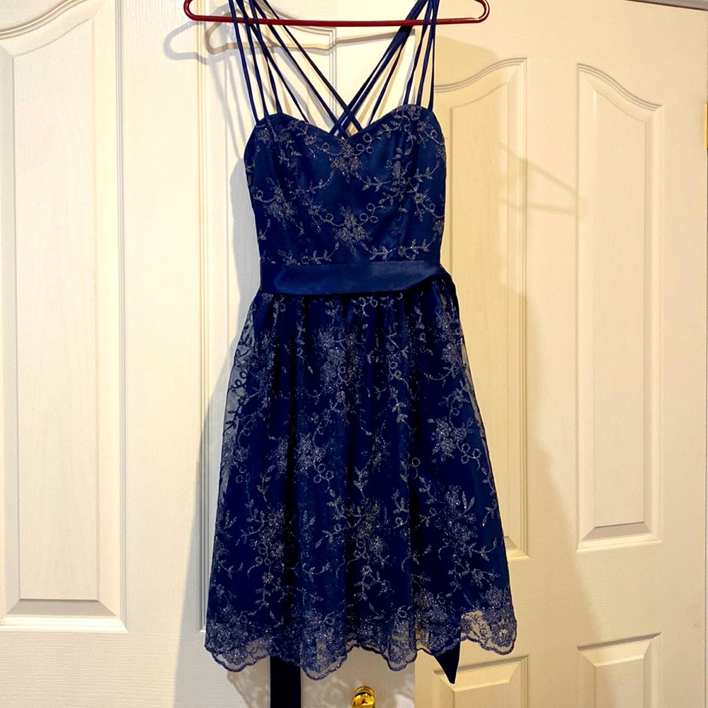 Navy blue dress with sparkles.  Size 3/4